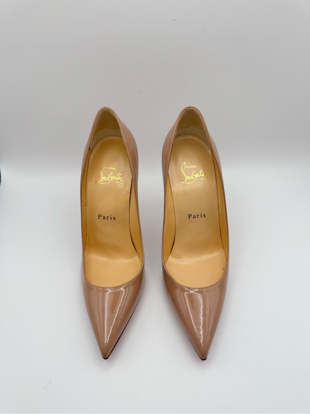 Christian Louboutin So Kate 100 Nude Patent Leather Pumps EU 36